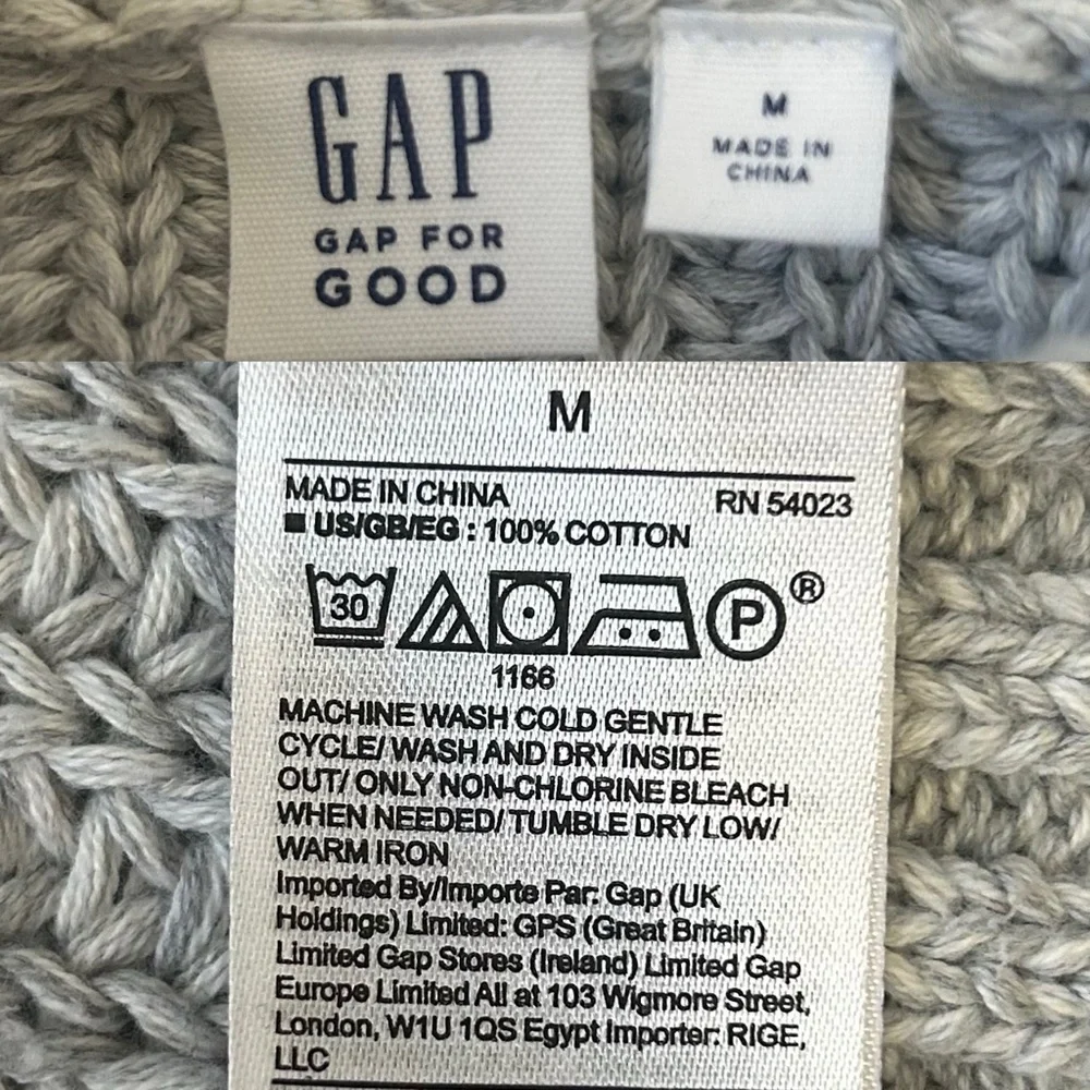 GAP Light Gray Cable Knit Turtleneck Sweater Size Medium - Picture 16 of 16